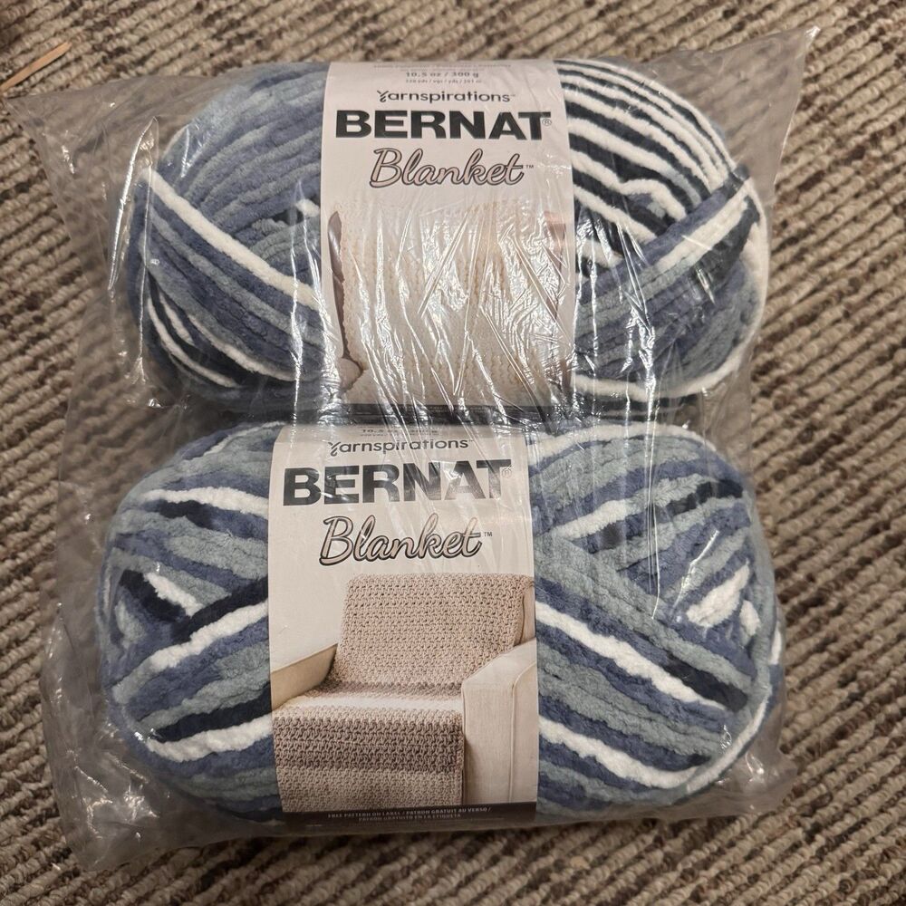 YARNSPIRATIONS BERNAT BLANKET Yarn #10889 Faded Blue 2 Skeins 10.5OZ/300GM New